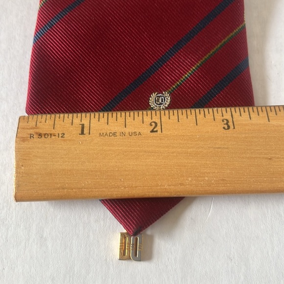 DAKS London Red & Blue Striped Silk Tie with DAKS Logo - Picture 2 of 7